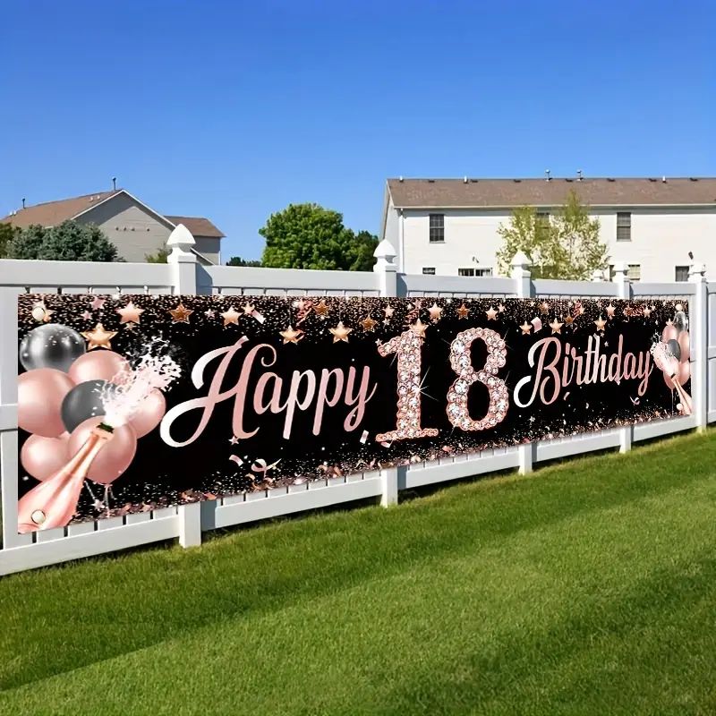 Party Banner Gold - Bannière 18ème Anniversaire, Décorations de Fête