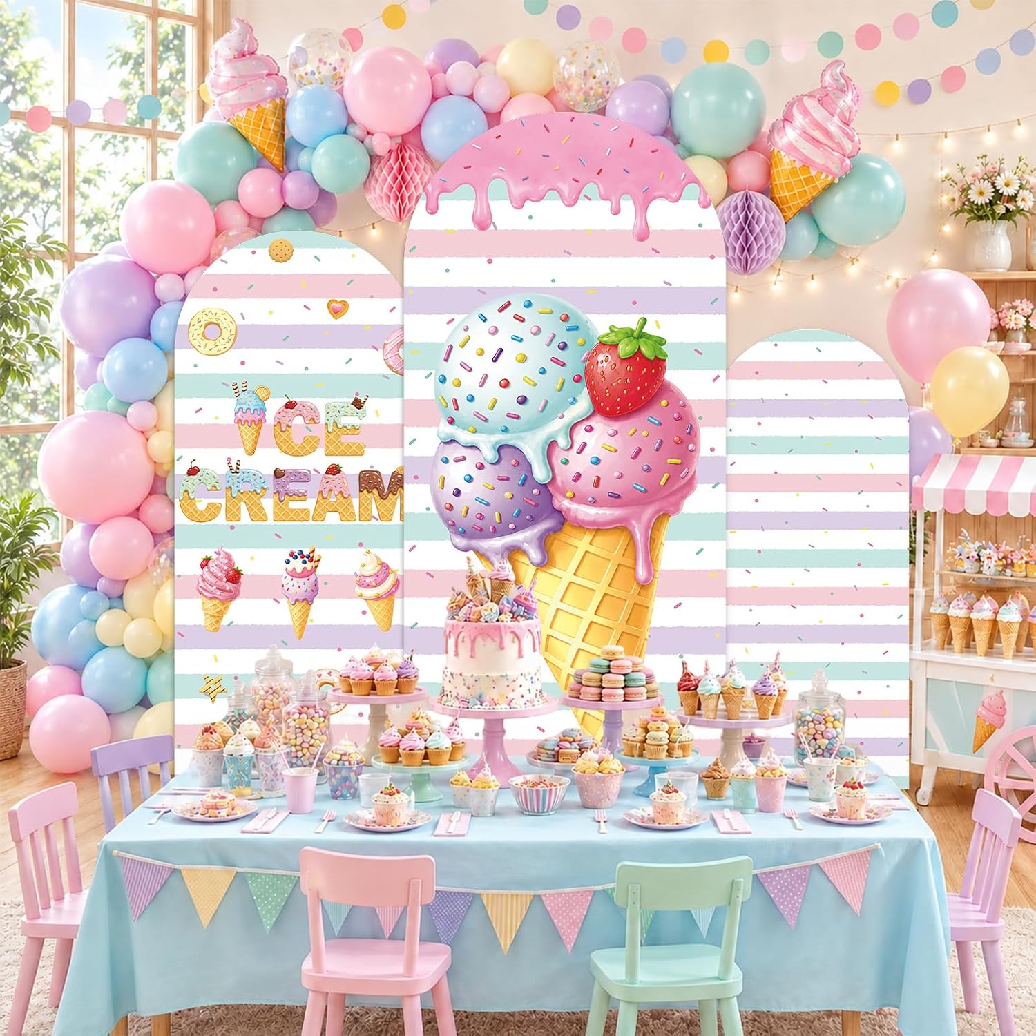 Dessert Table Backdrop - Toile de fond personnalisée à rayures