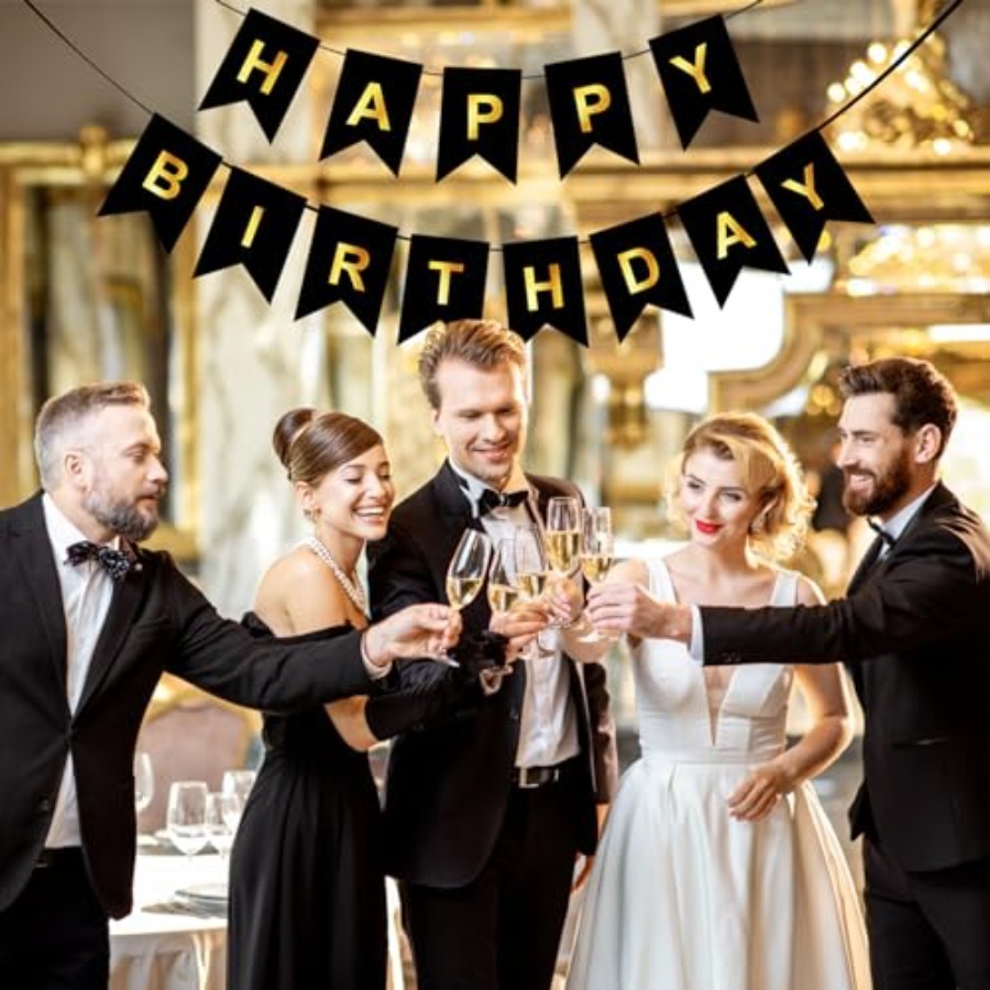 Bannière Joyeux Anniversaire,  - Party Banner Gold avis et prix